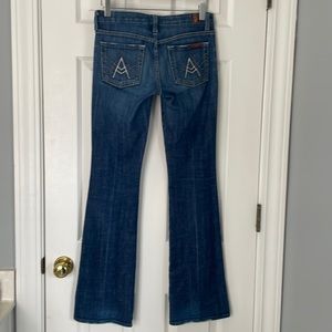 7 for All Man Kind Low Rise Boot Cut Jeans with A pockets. Excellent Condition!